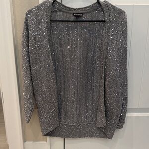 Express Sparkling Gray Knit Cardigan